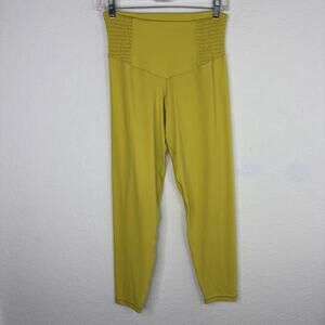 Offline Aerie Real Me smocked 7/8 Hi-Rise Leggings Lime Yellow, size L, athletic